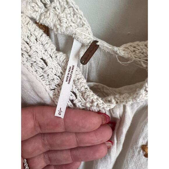 Free People Lavender Fields Long Sleeve A-Line Midi Dress Cream Women's Size L - Picture 7 of 13